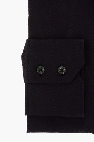 Herringbone Cotton Shirt with Standard Collar