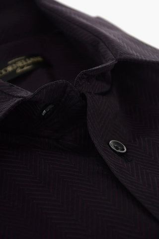 Herringbone Cotton Shirt with Standard Collar