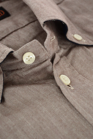 ID Camicia in Cotone Herringbone con Collo Button Down
