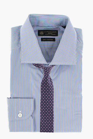 NOBLE SHIRT Pinstriped 300/2 COTTON Shirt with Standard Collar