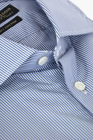 NOBLE SHIRT Pinstriped 300/2 COTTON Shirt with Standard Collar