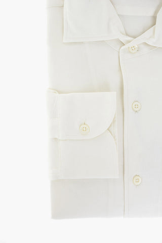 ID CamiciaTwill in Misto Cashmere con Taschino e Logo Ricamato