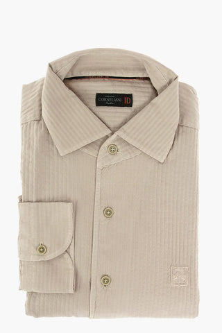 ID Camicia Jacquard in Misto Seta con Logo Ricamato