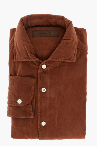 ID Camicia in Velluto a Coste con Collo Francese