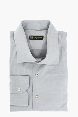 Camicia in Cotone Twill con Collo Francese