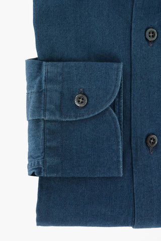 Camicia in Denim con Collo Francese