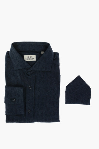 CC COLLECTION Camicia Jacquard in Cotone con Motivo Floreale