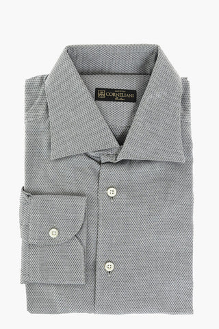Camicia Hopsack in Cotone con Collo Francese