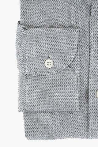 Camicia Hopsack in Cotone con Collo Francese
