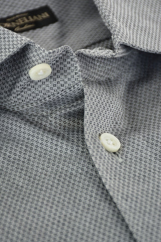 Camicia Hopsack in Cotone con Collo Francese