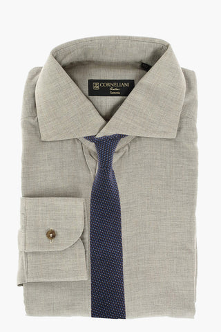 SARTORIA Camicia Misto Cashmere Popeline con Collo Francese