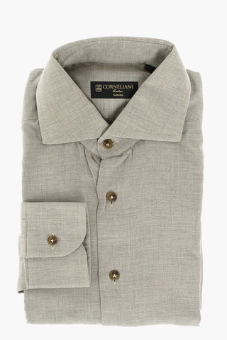 SARTORIA Camicia Misto Cashmere Popeline con Collo Francese