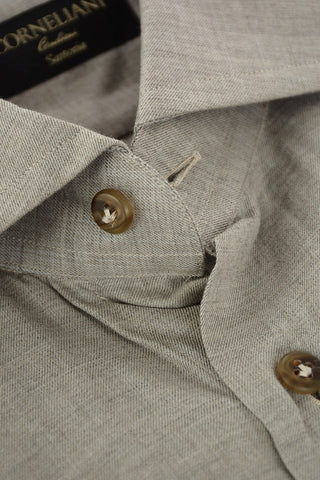 SARTORIA Camicia Misto Cashmere Popeline con Collo Francese
