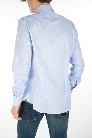 Camicia in Cotone Herringbone con Collo Francese