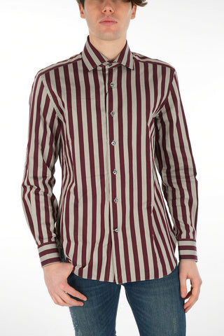 NOBLE SHIRT Pinstriped 300/2 COTTON Shirt with Standard Collar
