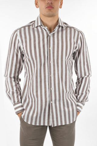 SARTORIA Camicia Misto Cashmere Popeline con Collo Francese