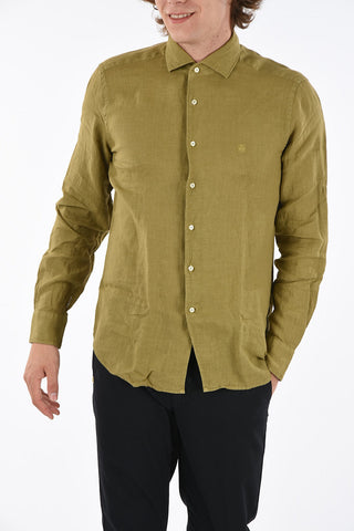 ID Camicia Jacquard in Misto Seta con Logo Ricamato