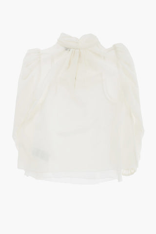 Blusa in Seta con Fiocco Removibile