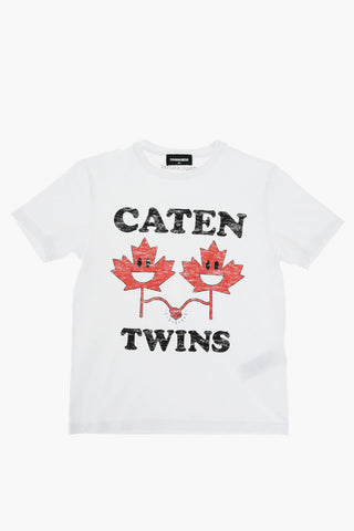 Crewneck T-shirt with CATEN TWINS Print