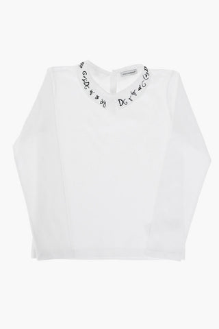 Long Sleeve T-shirt with Embroidered Collar