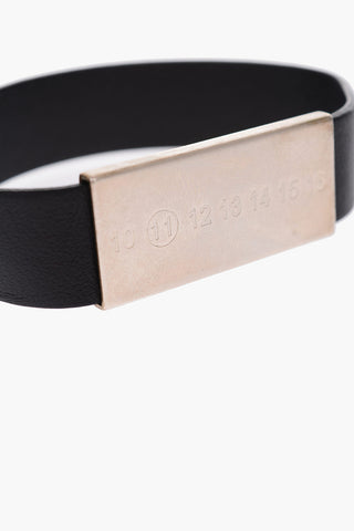 MM11 leather bracelet with silver detail