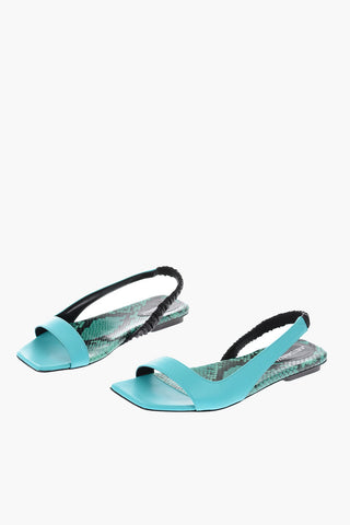 leather sandals with snake effect