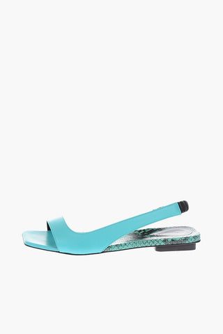 leather sandals with snake effect