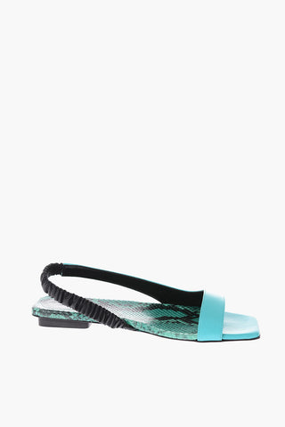 leather sandals with snake effect