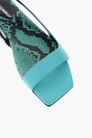 leather sandals with snake effect
