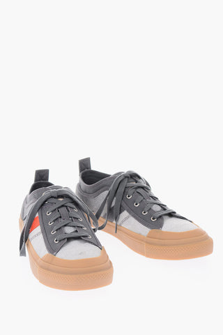 RED TAG fabric sneakers with leather details