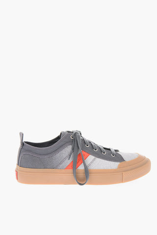 RED TAG fabric sneakers with leather details