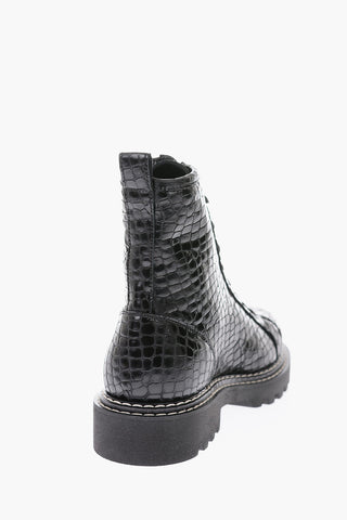 stivaletto in pelle effetto coccodrillo