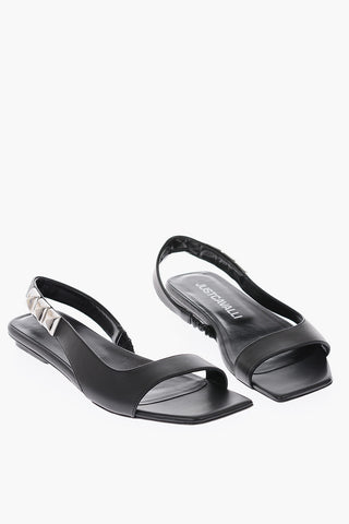 leather sandals with studs details