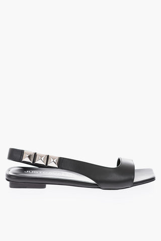 leather sandals with studs details