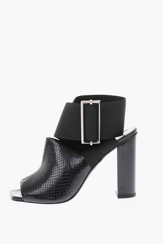 10cm snake printed leather and fabric Sandals