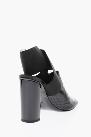 10cm snake printed leather and fabric Sandals