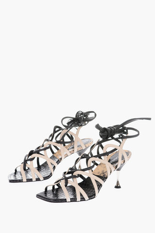9cm leather lace up sandals