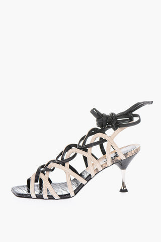 9cm leather lace up sandals