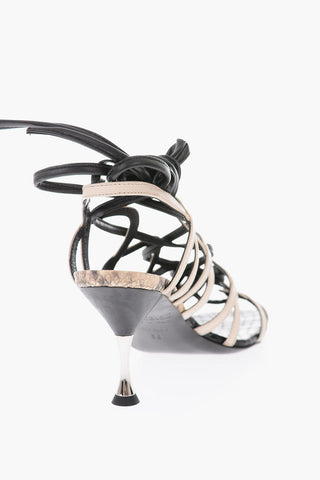 9cm leather lace up sandals