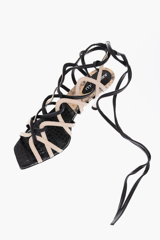 9cm leather lace up sandals