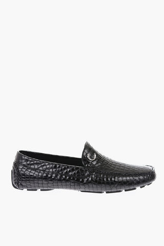 crocodile printed leather loafers