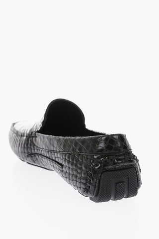 crocodile printed leather loafers