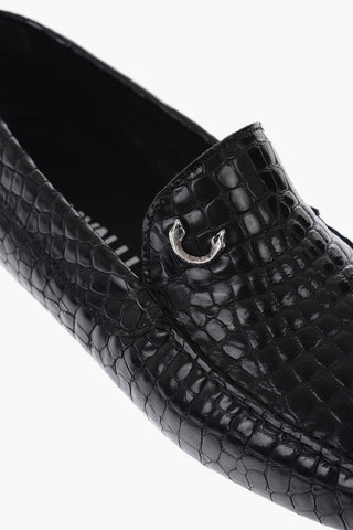 crocodile printed leather loafers