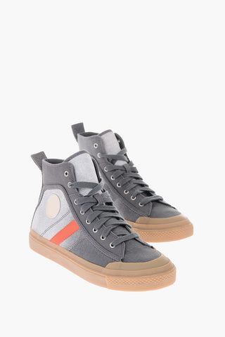 RED TAG fabric sneakers with leather details