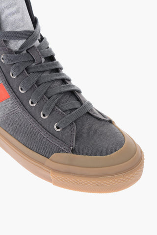 RED TAG fabric sneakers with leather details