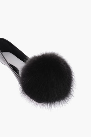 MM22 leather TABI ballet flat with real fur details