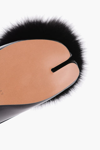 MM22 leather TABI ballet flat with real fur details