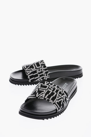 all over logo fabric slippers