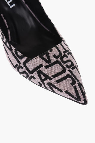 8.5cm all over logo leather and fabric Slingback pumps
