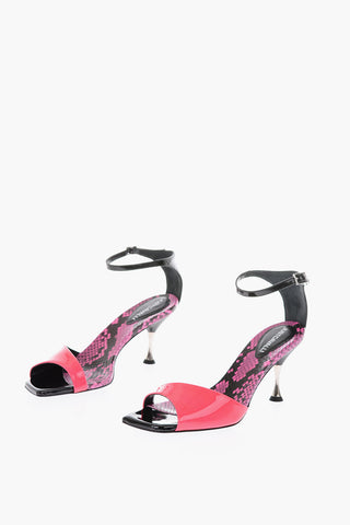 8cm Lacquered leather ankle strap sandals